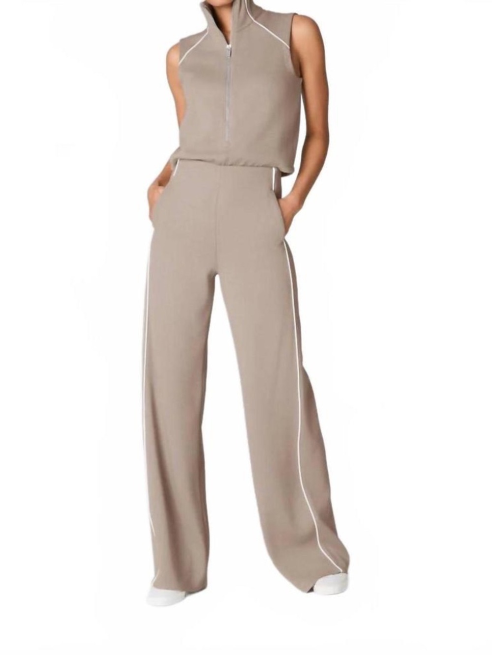 NEW SPANX airessentials airpique jumpsuit in ashwood / Tan / Beige Medium